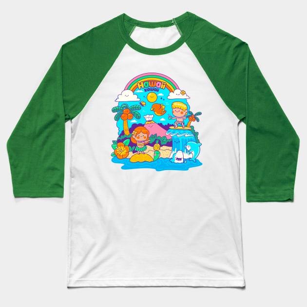 Hawaii Kawaii Baseball T-Shirt by ppmid